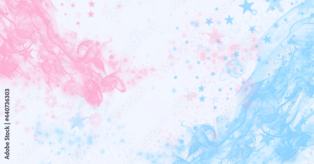 Composition of stars over red and blue colours on white background