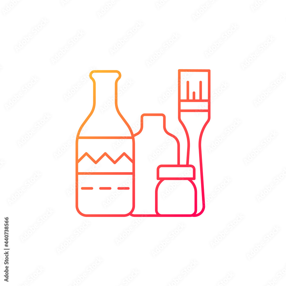Bottle painting gradient linear vector icon. Home decor. Repurposed wine bottles. Flower homemade vases. Thin line color symbols. Modern style pictogram. Vector isolated outline drawing Bottle painting gradient linear vector icon. Home decor. Repurposed wine bottles. Flower homemade vases. Thin line color symbols. Modern style pictogram. Vector isolated outline drawing