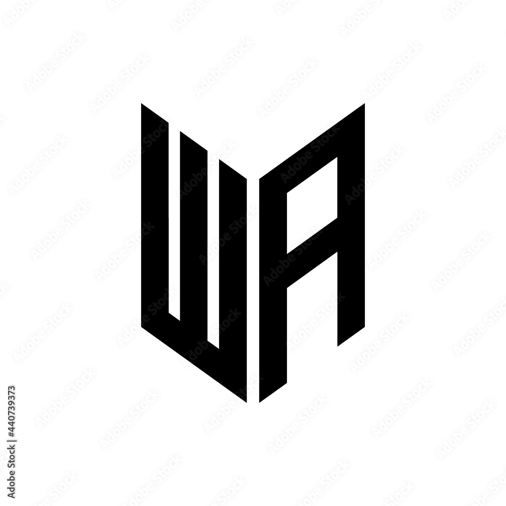 initial letters monogram logo black WA initial letters monogram logo black WA