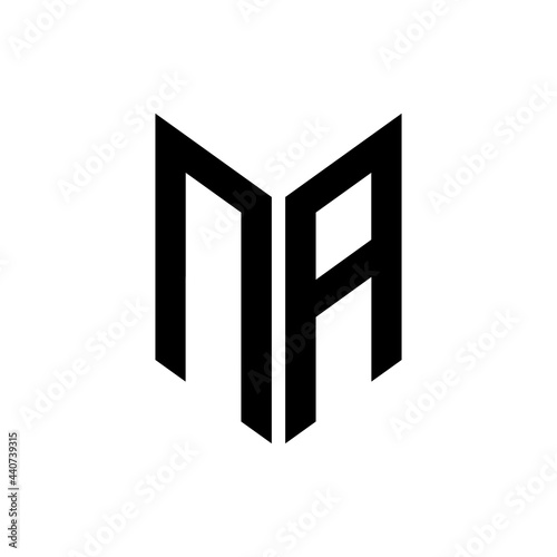 initial letters monogram logo black NA