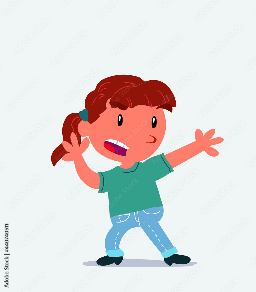  cartoon character of little girl on jeans arguing angry