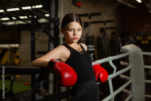 beautiful young woman at boxing training in the gym © Alexandr