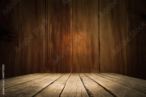 wood background and dark brown wood desktop in retro style © Egor