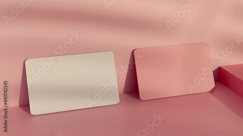 Business card pink mockup 3d rendering