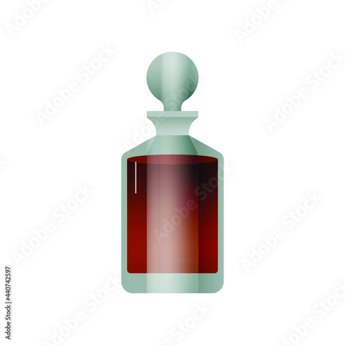 Decanter with Brown Liquid on White Background. Modern Vector Illustration. Social Media Ads.
