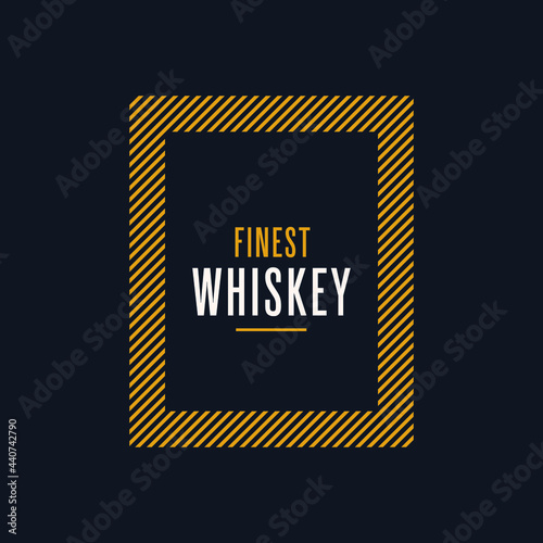 Finest Whiskey. Modern Vector Illustration. Lettering Composition with Decorative Elements on Dark Background. Social Media Ads. 