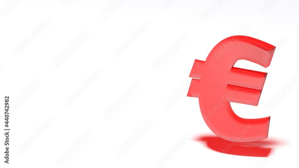 White background with red euro sign at right side - 3D rendering illustration White background with red euro sign at right side - 3D rendering illustration