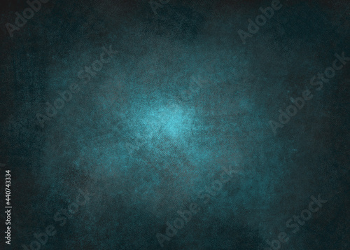 Abstract grunge watercolor black dark background with turquoise luminous center