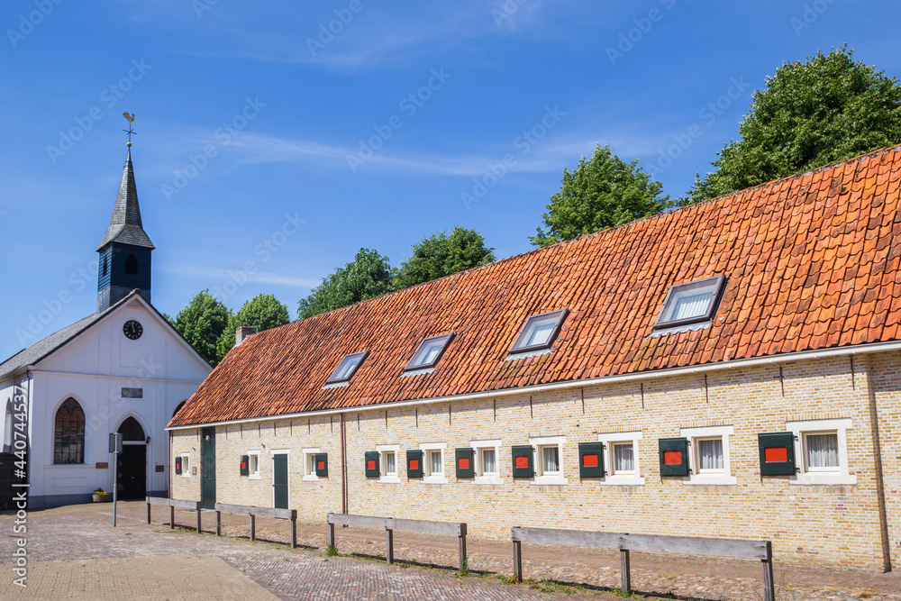 Church and historic building Turfschuur in Bourtange