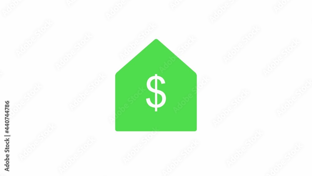 Animated home sale sign with dollar. Property For Sale conceptual 2d icon video clip. Animated home sale sign with dollar. Property For Sale conceptual 2d icon video clip.