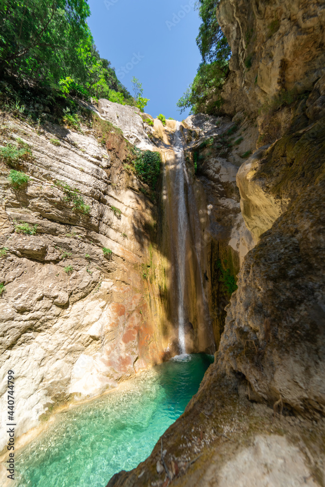 Fototapeta premium Crystal Clear waterfall cataract pure fresh waters nature