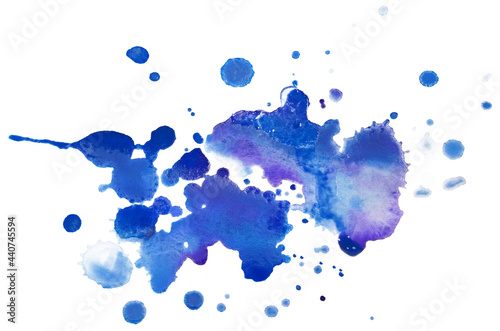 Watercolor stain blue paint drops