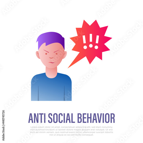 Anti social behaviour: aggressive man is bullying. Thin line icon. Disorganization. Social problem. Abusing. Vector illustration.