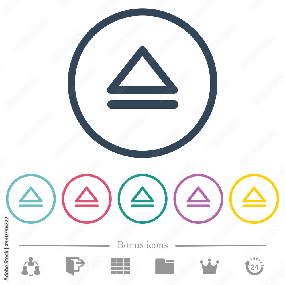 Media eject flat color icons in round outlines Media eject flat color icons in round outlines