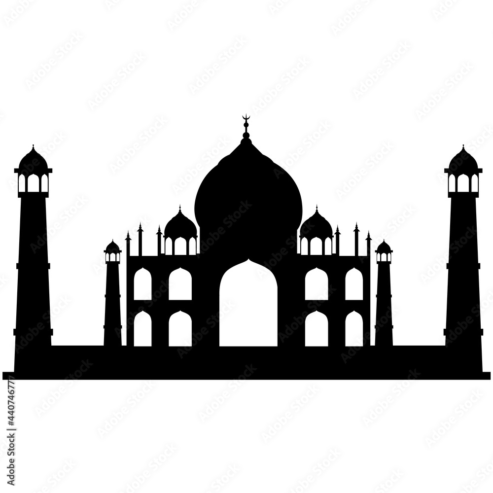 Taj Mahal vector, indian Agra temple illustration