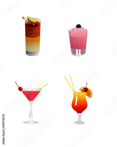 Cocktails Collection Vector Illustration © clementine