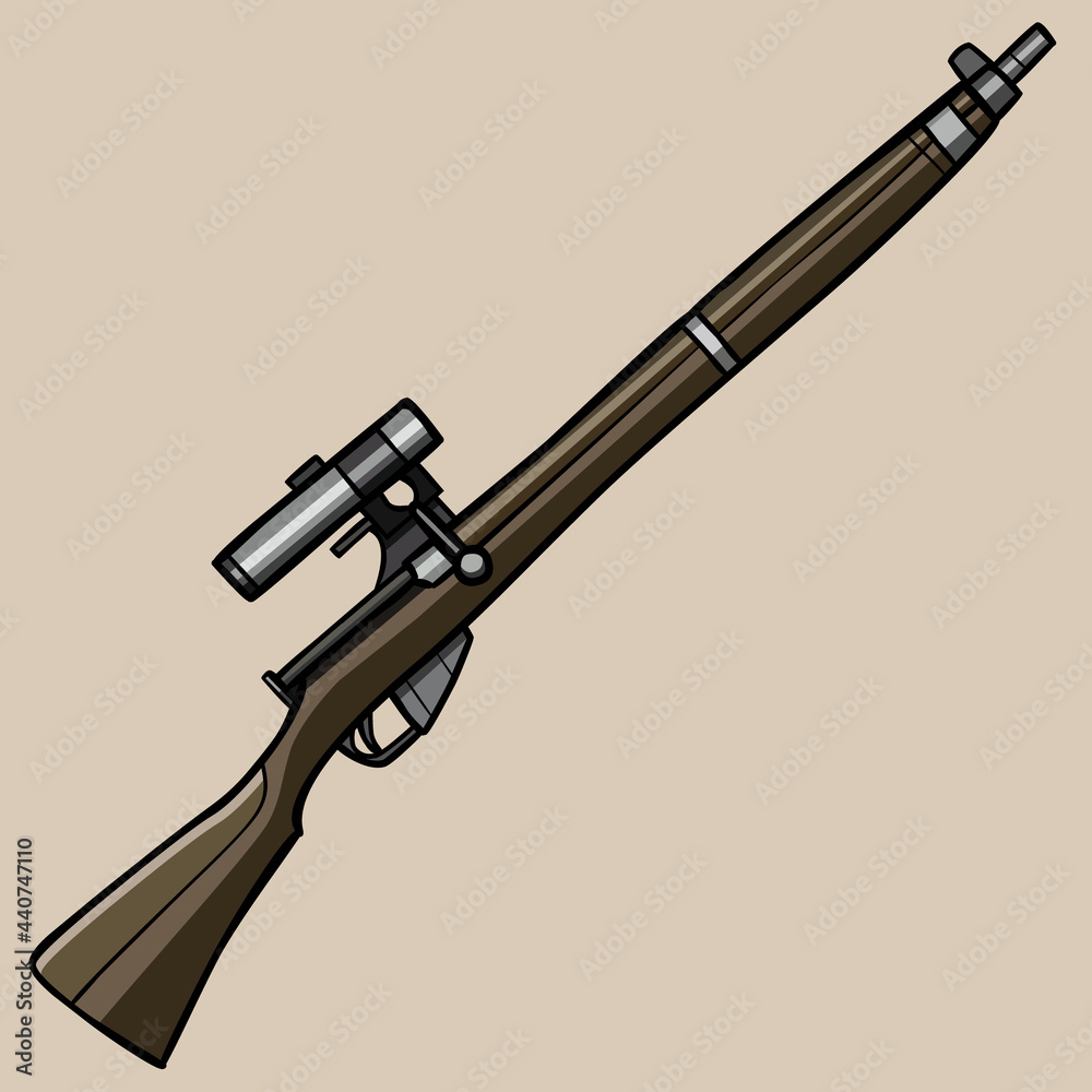 Vetor de cartoon Mosin sniper rifle with telescopic sight do Stock ...