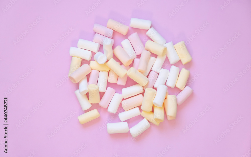 Colorful marshmallow background View from above Colorful marshmallow background View from above