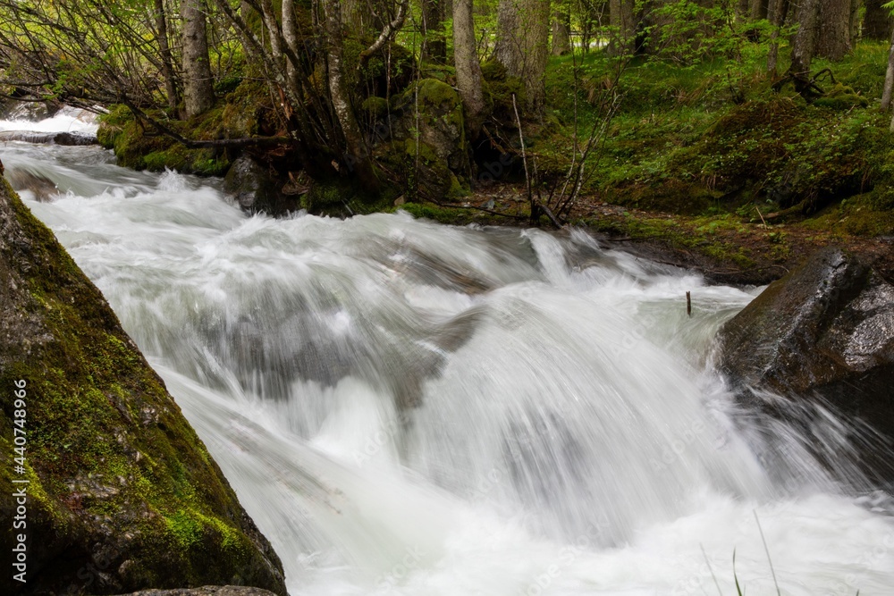 Fototapeta premium wild river in the remote mountain area Hochrindl in the Austria region of Carinthia