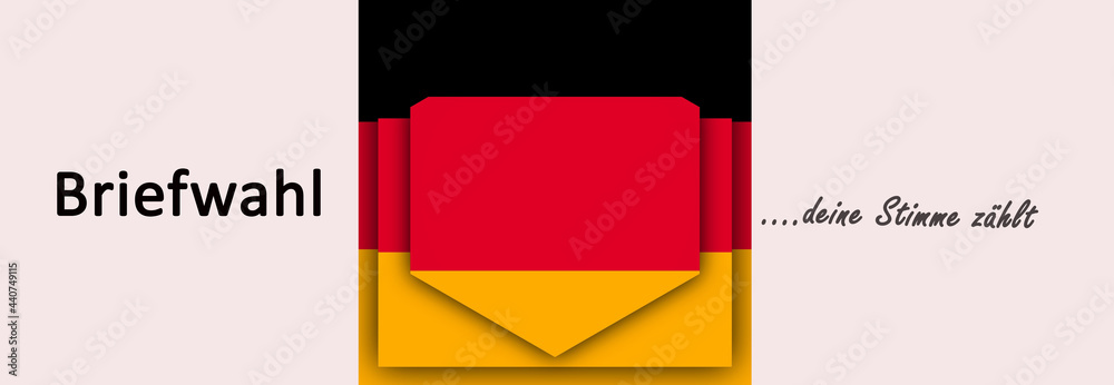 Banner in den Farben schwarz-rot-gold zur Bundestagswahl, Briefwahl