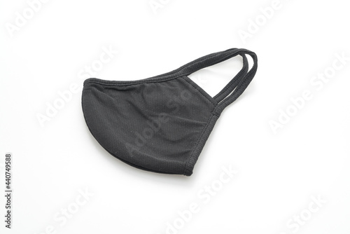 black fabric mask for protect covid 19 on white background