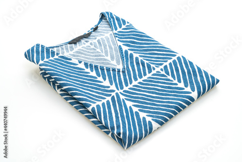 blue t-shirt with white strip on white background