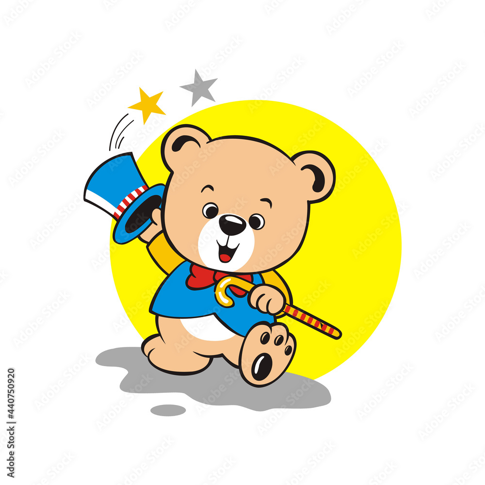 Fototapeta premium cartoon bear playing magic vector