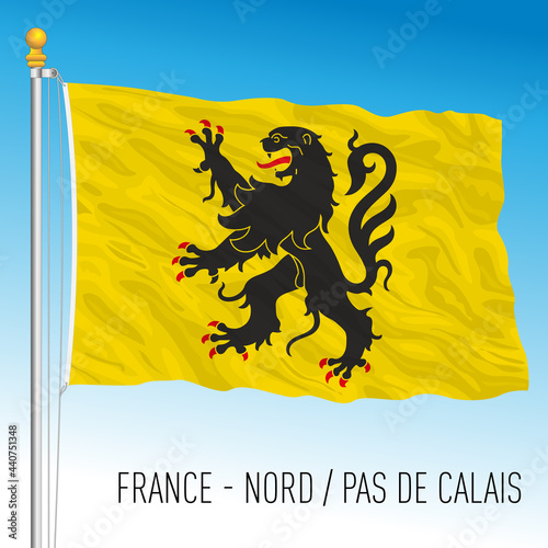 North - Pas de Calais regional flag, France, European Union, vector illustration
