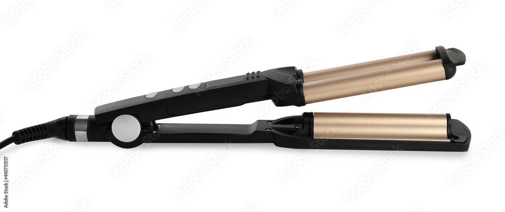 Modern triple curling iron isolated on white Modern triple curling iron isolated on white