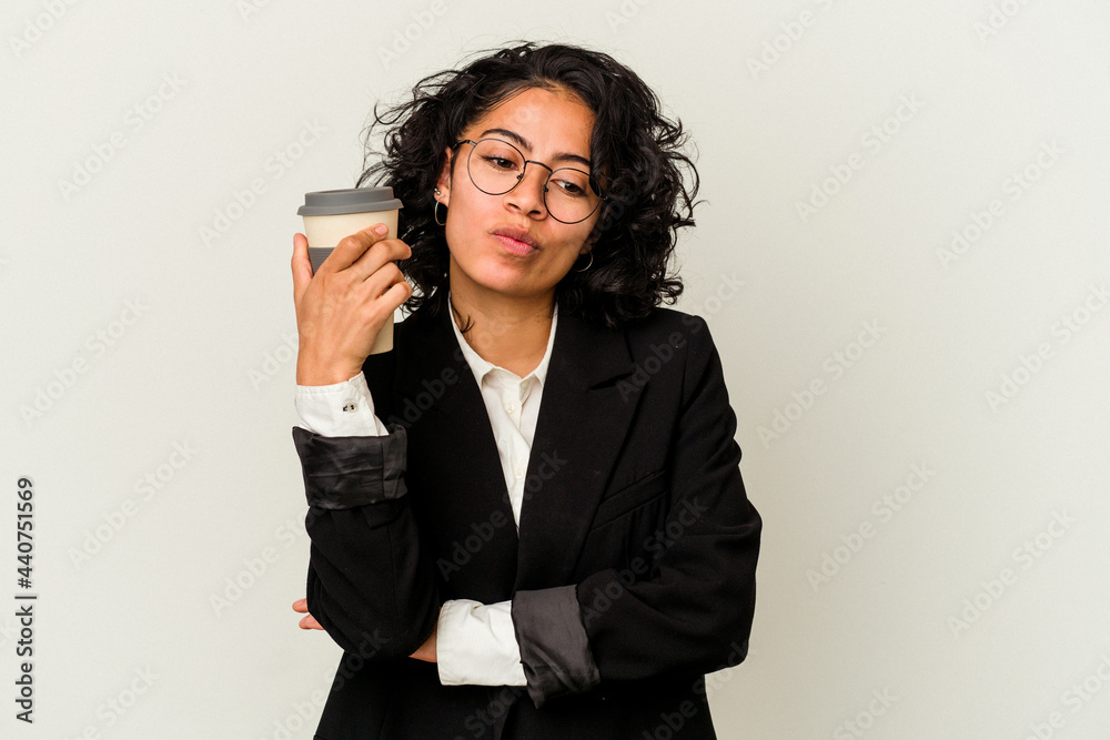 Young caucasian business woman drinking a coffee Young caucasian business woman drinking a coffee