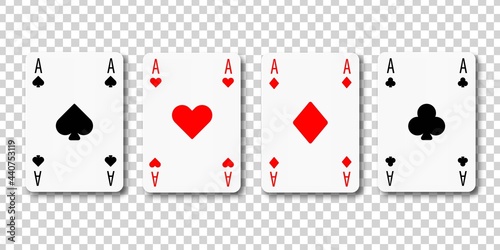 Vector realistic isolated Aces playing cards on the transparent background. Concept of poker and casino.