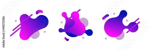 Vector fluid isolated abstract geometric blue and purple gradient shapes for modern website and graphic design on the white background. Concept of dynamic composition and liquid color element.