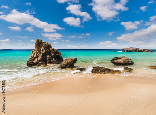 Marble beach in the island of Armathia near the Greek island of Kassos in the Dodecanese archipelago photo