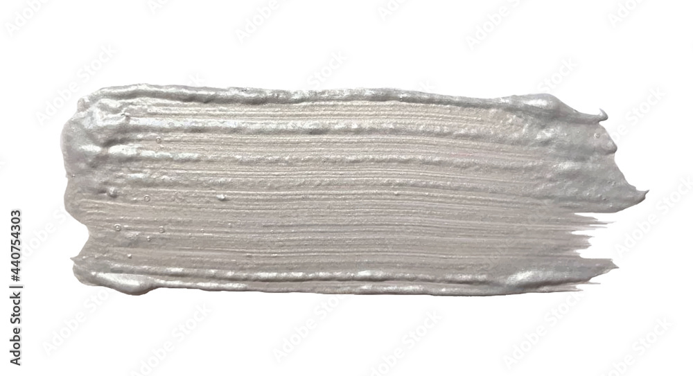 A smear of steelcolored acrylic paint. A trace of fresh paint from an