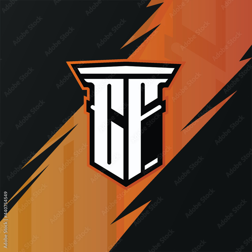 Initial CF with pillar, vector initial letter monogram esport, twitch and gaming logo template Initial CF with pillar, vector initial letter monogram esport, twitch and gaming logo template