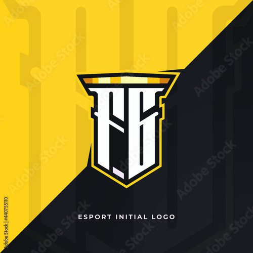 Initial FG with pillar, vector initial letter monogram esport, twitch and gaming logo template