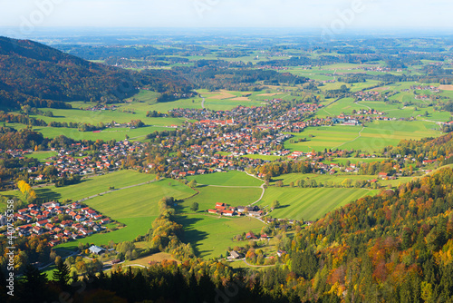 view to spa town Aschau im Chiemgau  autumn landscape alpine foothills bavaria