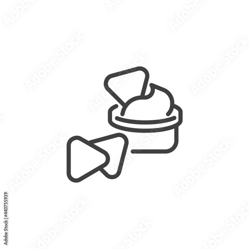 Nachos chips with cheese dip line icon