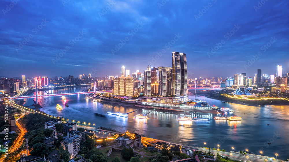 Obraz premium Aerial photography of Sichuan and Chongqing city night view