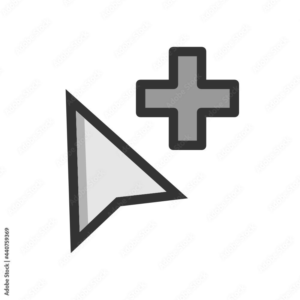 Fototapeta premium Arrow Add Cursor filled outline icon
