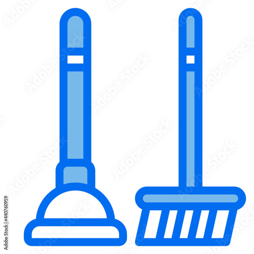 plunger blue line icon