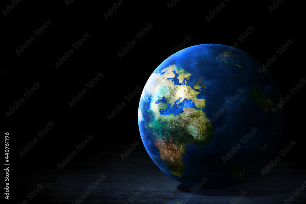 Planet earth on dark background