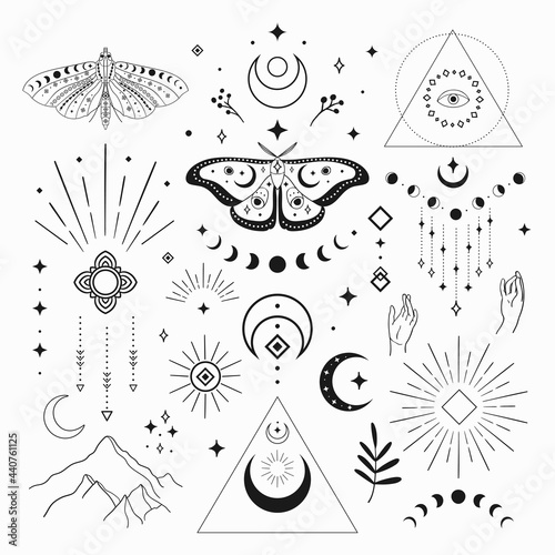 abstract mystic black vector line design elements