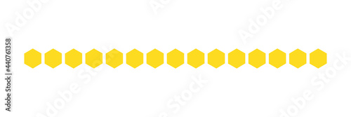 Honeycomb shape in line shape. Hexagon elements set. Sweet food symbol. Propolis sign. Vector illustration isolated on white background