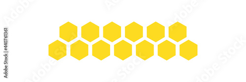 Honeycomb shape in line shape. Hexagon elements set. Sweet food symbol. Propolis sign. Vector illustration isolated on white background