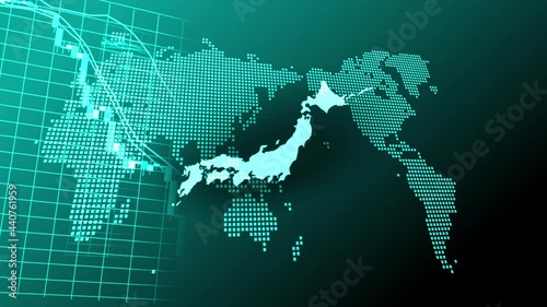 日本の緑色のデジタル株価チャートイメージ