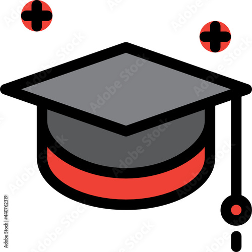 mortar board color outline icon