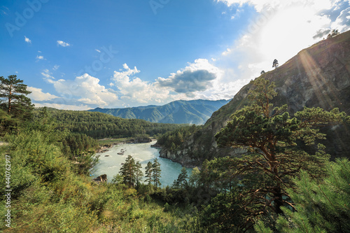 View of the Katun River from the goat trail to the Chemal hydroelectric power station