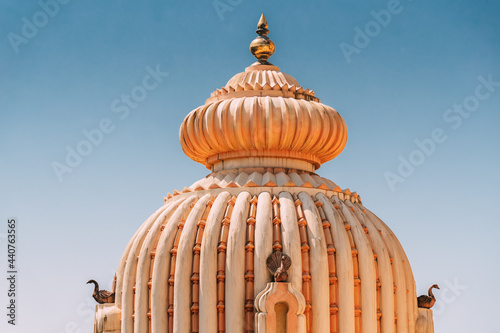 Mapusa, Goa, India. The Shree Ganesh Mandir, Ganeshpuri Temple. Famous Landmark And Popular Destination. Close Up Details photo