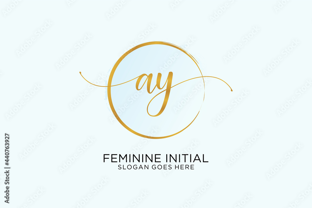 Initial AY handwriting logo with circle template vector signature ...